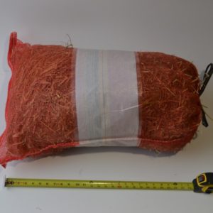 Large mesh sack stuffed with barley 65 oz length measurement